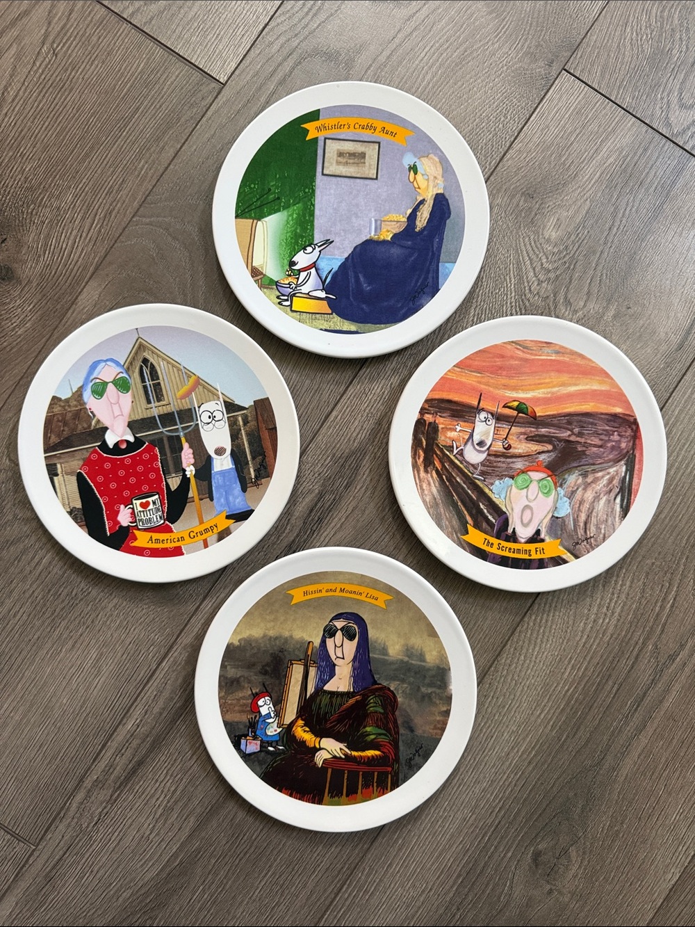 Set Of 4 HALLMARK Maxine Screaming, Grumpy, Moanin Crabby Collectible Plate 7.5”